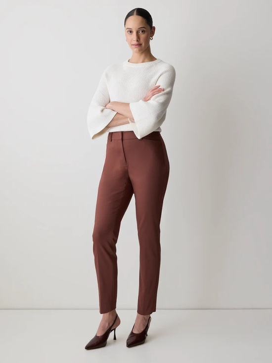 Reitmans Pants - Women's Tailored Slim Ankle Pants - Rust Coloured by Reitmans Size 4